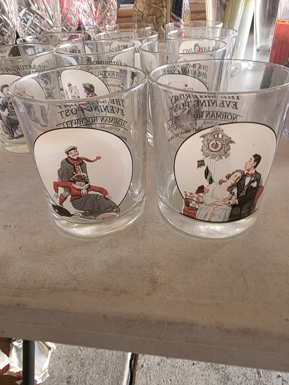 Greg Norman Collection Clear Glass Tumblers with Multicolor Illustrated Scenes
